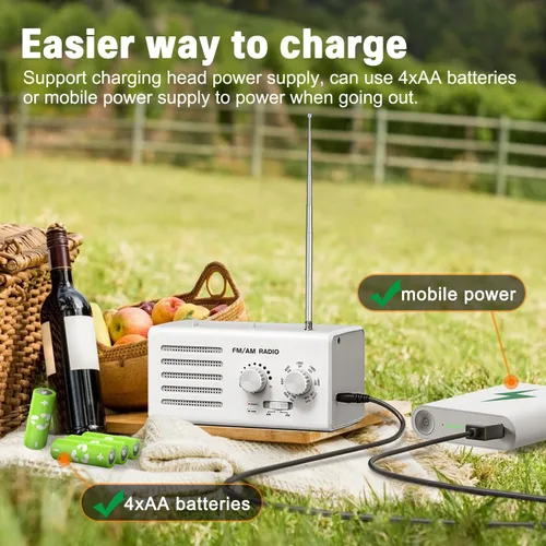 Miniatura 6 de Radio AM FM portátil, radio transistor Goodes enchufable de pared con batería con la mejor recepción, altavoz fuerte, excelente sonido, radios