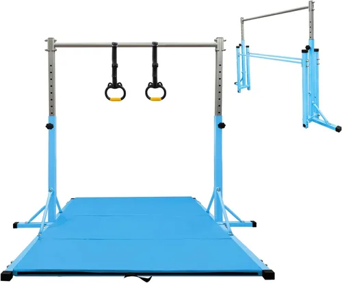 Barra de Kip de Gimnasia para Entrenamiento en Casa en Interiores, Barra Horizontal para Niños Niñas Junior, Brazos Ajustables de 3' a 5' Equipo de