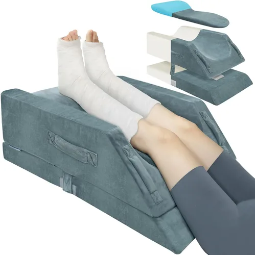 Miniatura 11 de KingPavonini Almohadas de elevación de piernas ajustables de 4 alturas para después de la cirugía con curva ergonómica, almohada de cuña de espuma