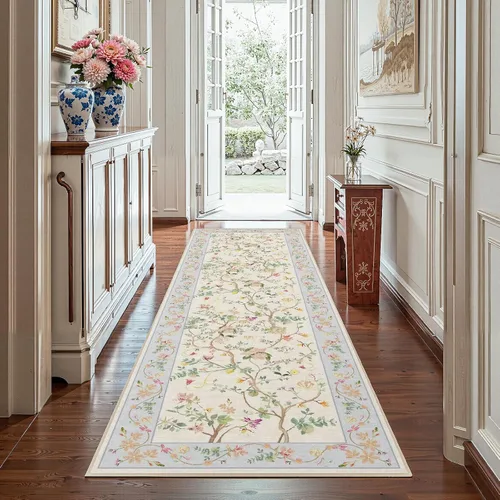 Miniatura 44 de Jinchan Alfombra Floral de Pasillo, 2x5, Alfombras Antideslizantes Lavables a Máquina, Alfombra Suave de Pelo Bajo para Pasillo, Resistente a