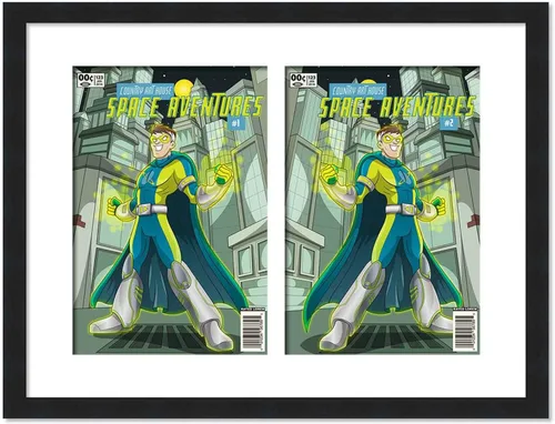 Miniatura 79 de Marco de cómic blanco mate para cómics publicado entre 1938 y 1955 (marco de madera maciza de cómic de la edad dorada) hecho para mostrar 4 cómics