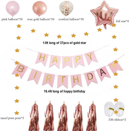 Miniatura 2 de Decoraciones de cumpleaños número 11 para niñas, decoración de fiesta de cumpleaños número 11 para ella, decoración de globos de oro rosa para niñas