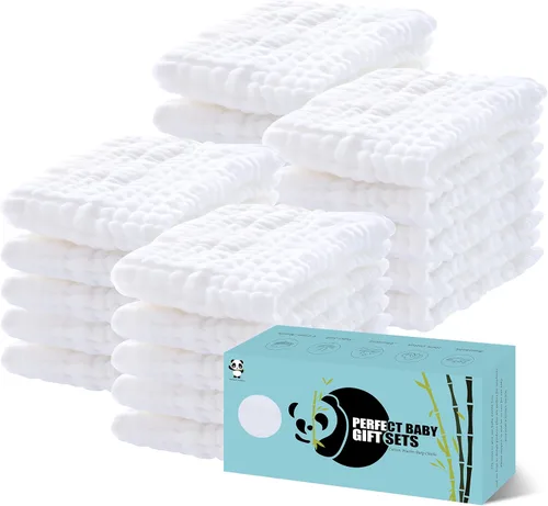 Miniatura 12 de HIPHOP PANDA Paños de muselina para eructos, paquete de 10 – Grandes 20 x 10 pulgadas – Ultra absorbentes y suaves, 100% algodón esencial para bebé