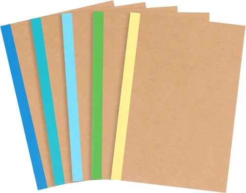 EOOUT Paquete de 5 cuadernos de composición A5, diario forrado de papel kraft a granel con lomo azul, 5 colores, 60 páginas para mujeres, niñas,