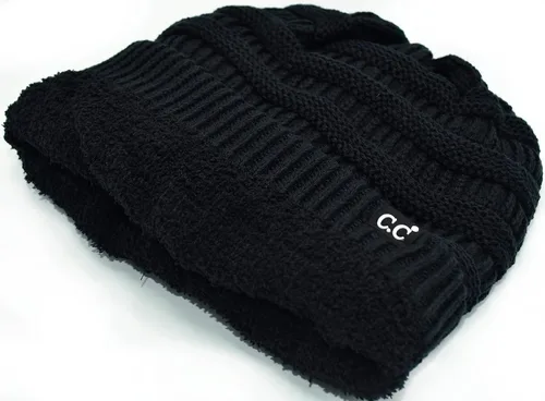 Miniatura 57 de C.C Winter Oversized Beanie Hat with Fuzzy Lining – Thick Knit Thermal Beanie for Cold Weather, Soft Warm Fleece Lined Cap