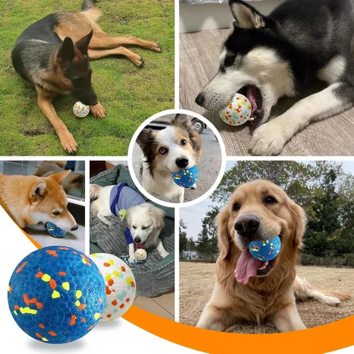 Miniatura 8 de Petcare Paquete de 2 pelotas para perros, juguetes para masticadores agresivos, pelotas de tenis indestructibles para perros medianos y grandes