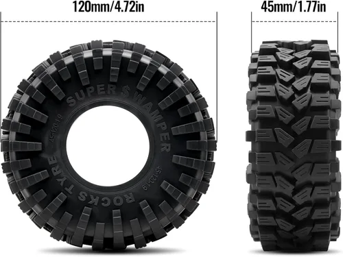 Miniatura 6 de OGRC - Juego de neumáticos RC de 1.9 pulgadas, neumáticos de goma RC 1/10 RC Crawler para SCX10 90046 SCX10 UTB18 TRX4 TRX6 Redcat Gen8 7VS4-10 1/10