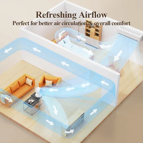 Miniatura 3 de Ventilador de circulación de aire portátil recargable, temporizador, oscilante, potente y silencioso, 5 velocidades, ventiladores de escritorio