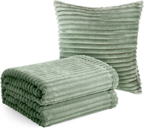Miniatura 55 de Vessia - Manta de forro polar de franela (50x70 pulgadas), manta 3D de jacquard negra, esponjosa y cálida para sofá, sillón, cama, silla, 300GSM