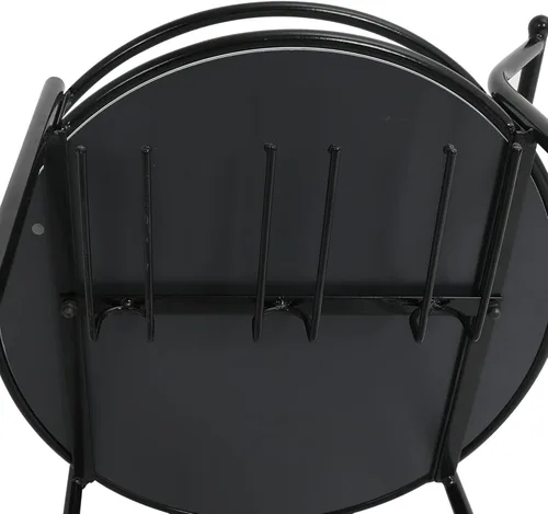Miniatura 8 de Carrito redondo negro con 2 estantes de espejo, estante para vino y ruedas con cerradura, adecuado para cocina del hogar, club, sala de estar