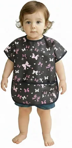 Miniatura 8 de Plie Short Sleeve Waterproof Bib for Toddlers – Easy Clean Feeding Apron for Mealtime, Daycare, Self-Feeding, Lightweight