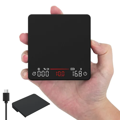 Miniatura 9 de Báscula de café recargable con sincronización automática, mini balanza de espresso con temporizador, escala de alta precisión de 4.4 lbs/0.00 oz