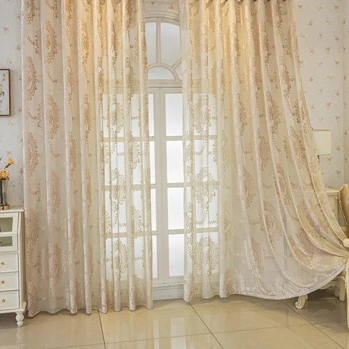 Miniatura 15 de VOGOL Cortinas traslúcidas de 84 pulgadas de largo, cortinas traslúcidas blancas con bordado floral europeo para sala de estar, comedor, bolsillo