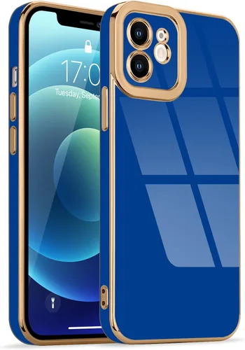 Miniatura 130 de Lafunda Diseñada para iPhone 13 Pro, fundas lujosas con chapado lindo para mujeres y niñas, elegante borde dorado, a prueba de golpes, TPU con funda