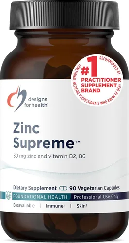 Designs for Health Zinc Supreme - Suplemento de quelato de bisglicinato de zinc de 30 mg con cofactores taurina, vitamina B6, B2 + molibdeno -