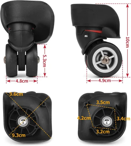 Miniatura 2 de 2 piezas de repuesto de rueda de equipaje, kit de ruedas de viaje negras para reparación de bricolaje, ruedas giratorias de plástico resistente