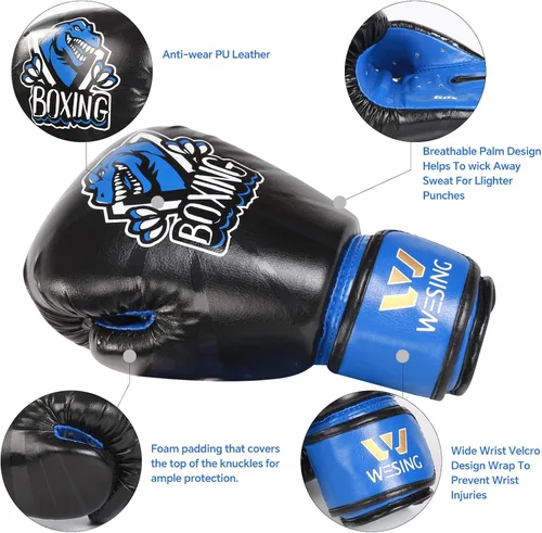 Miniatura 2 de Wesing - Guantes de boxeo para niños y niños, guantes de entrenamiento de boxeo para niños y niñas de 3 a 8 años, 4 onzas y 6 onzas, para boxeo