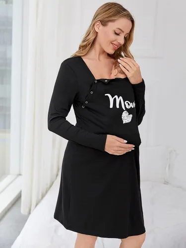 Miniatura 3 de Verdusa Camisón de maternidad para mujer, ropa de dormir para lactancia materna, Negro