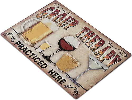Miniatura 9 de Cerveza Alcohol Beber Terapia Grupo Practiced Here Divertido Cartel de Estaño Bar Pub Diner Cafe Decoración de la Pared Decoración del Hogar Placa