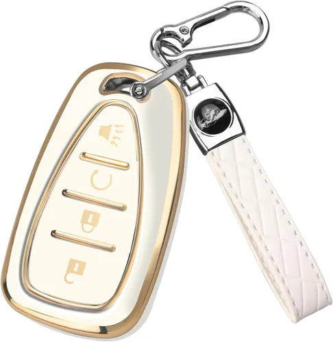 Miniatura 7 de FT FUNTOR Funda para llavero Chevrolet, funda de llave de TPU de 4 botones con borde dorado, compatible con Chevrolet Equinox Bolt Sonic Trax Blazer