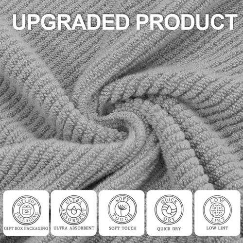 Miniatura 68 de VOOVA & MOVAS Toallas de mano blancas - 100% algodón Ligeras Gruesas Secado rápido Suaves Absorbentes, paquete de 4 piezas grandes de 18