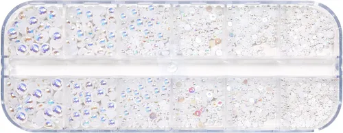 Miniatura 6 de Perlas planas para uñas, perlas blancas para arte de uñas, perlas de uñas de color AB para arte de uñas, perlas de joyería para uñas, con bolígrafo