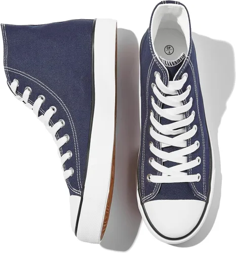 Zapatillas de lona altas para hombre, zapatos de lona casuales con cordones para hombre, zapatos de lona de moda blanca y negra para caminar