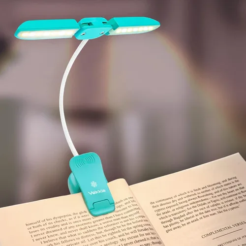 Vekkia - Lámpara de lectura recargable con 14 LED para leer por la noche, luz de lectura para cuidar los ojos para libros en la cama, ajustable