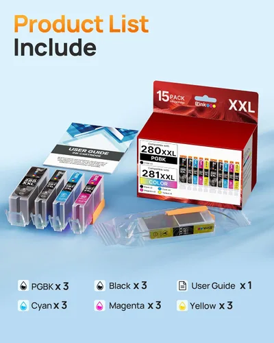 Miniatura 6 de Paquete de 15 cartuchos de tinta 280XXL 281XXL de repuesto para cartuchos de tinta Canon 281 280 281 XXL para usar con cartuchos de tinta Canon