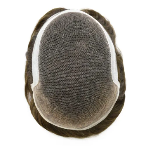 Miniatura 6 de Toupee - Pieza de cabello humano real de encaje francés para hombre, sistema de unidades de cabello frontal con nudo bleched tupé para hombres