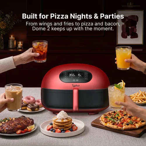 Miniatura 4 de Typhur Dome 2 AI Smart Air Fryer, Large Flat Airfryer with Top & Bottom Heating, Self-cleaning Digital Fryer, PFAS free Ceramic Basket, Fits a 12