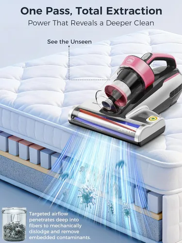 Miniatura 2 de Jimmy Aspiradora de Colchón, Aspiradora de Cama con Luz UV-C y Ultrasónica, Succión de 15Kpa 500W Potentes Aspiradoras de Mano para Polvo y Pelo