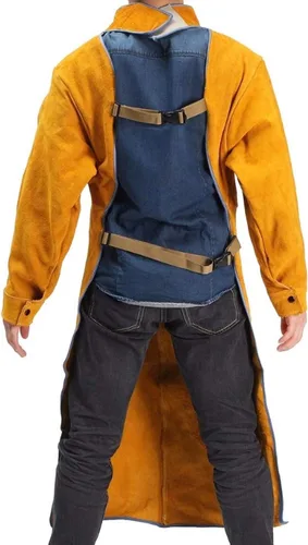 Miniatura 6 de Leather Welding Apron with Sleeves,Heavy Duty Welding Jacket,Heat Flame Resistant Welder Apron for Men
