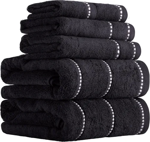 Miniatura 10 de Lavish Home Juego de toallas de 6 piezas, 100% algodón de 525 GSM, artículos esenciales de baño con 2 toallas de baño, 2 toallas de mano y 2 paños