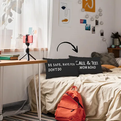 Miniatura 5 de Mingnei Funda de almohada con texto en inglés "Call Your Mom", divertida funda de almohada reversible decorativa de 12 x 20 pulgadas, regalos