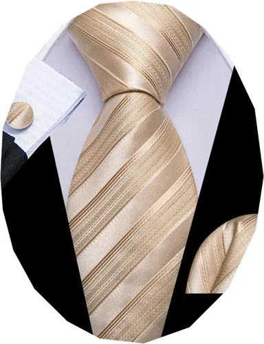 Miniatura 164 de Barry.Wang Juego de corbatas para hombre, corbata de seda a rayas, tejido a cuadros, gemelos formales, negocios, boda