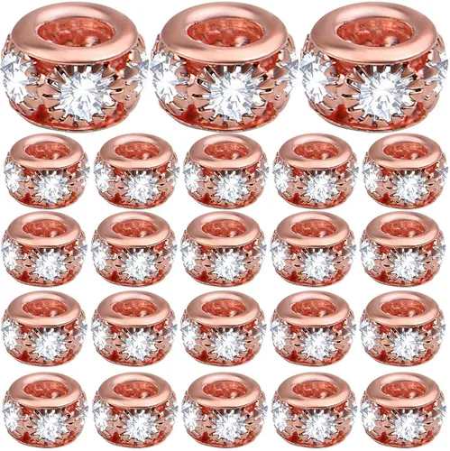 Miniatura 17 de BronaGrand 40 cuentas espaciadoras europeas de diamantes de imitación de 0.315 pulgadas (0.315 in), cuentas espaciadoras de cristal para bricolaje