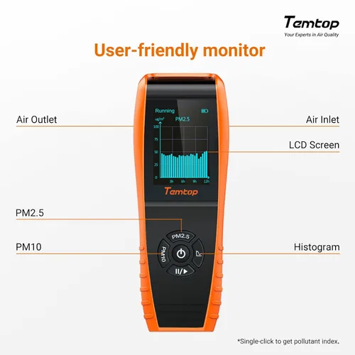 Miniatura 6 de Temtop Monitor PM2.5 P600, medidor esencial de partículas de aire PM2.5 PM10 probador de calidad del aire para detección de contaminación del aire