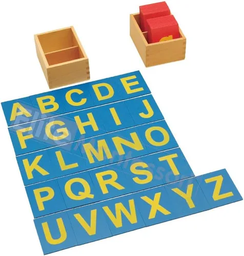 Miniatura 2 de Letras mayúsculas y minúsculas en papel de lija con caja Montessori