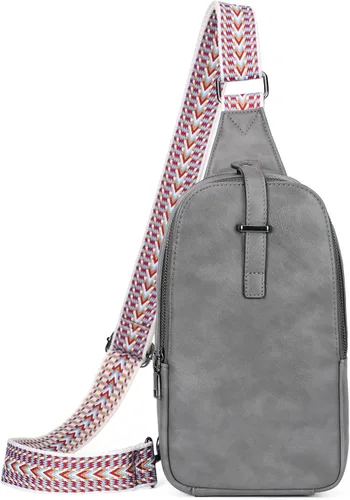 KouLi Buir Bolso bandolera pequeño para mujeres y hombres, cangurera de piel sintética, bolsa cruzada con correa de guitarra