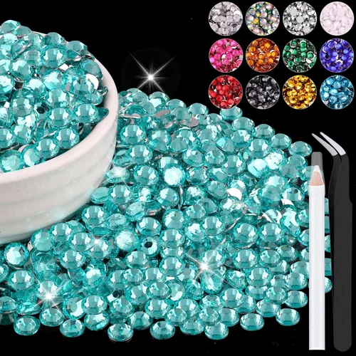 Miniatura 46 de 12000 diamantes de imitación de resina de 0.079 pulgadas a granel para manualidades (transparente), cristales deslumbrantes con parte trasera plana