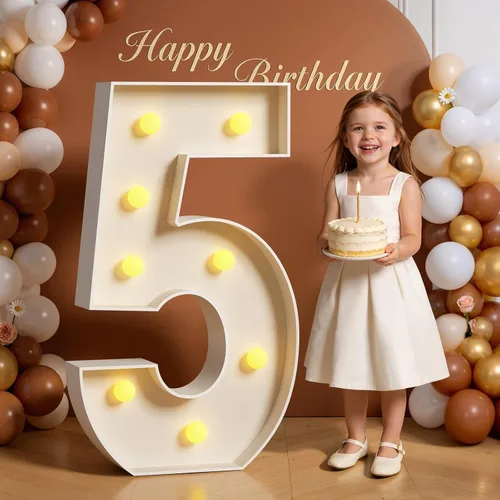 Miniatura 97 de Números de marquesina de 4 pies de alto, 4 pies de alto, números grandes iluminados 0 para 30, 40, 50, 60, decoración de fiesta de cumpleaños