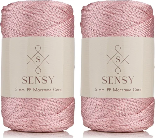 Miniatura 49 de Sensy - Cuerda de poliéster prémium de 0.197 in, 104 yardas, 100% polipropileno, cordón de macramé de 0.197 in, cuerda de ganchillo para bolsa