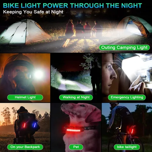 Miniatura 6 de 2026 Upgrade 6800Lumen Bike Light for Night Riding,Super Bright 6 LED Headlight,Aluminum 10 Mode Rechargeable Bicycle Light Front and Verde