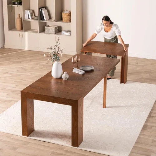 Miniatura 19 de Transformer Table - Mesa de comedor extensible de madera maciza, asientos 2-12, mesa de comedor expandible, muebles que ahorran espacio, muebles
