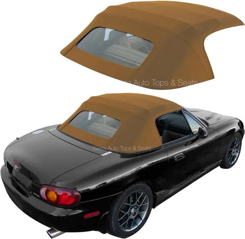 Sierra Auto Tops Convertible Top Reemplazo para Mazda Miata MX5 1990-2005, vinilo Cabrio, marrón Beige Bronceado