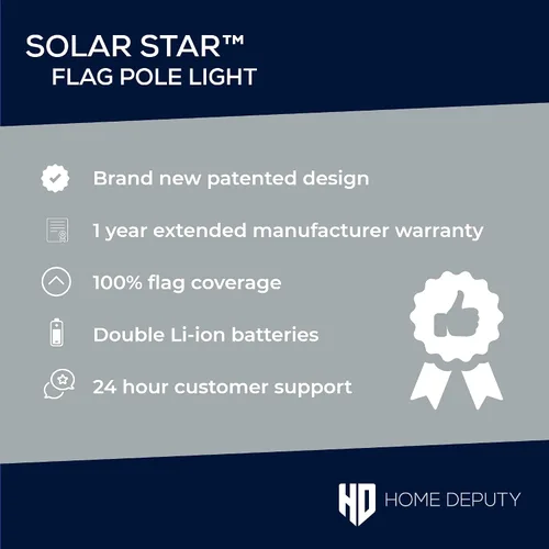 Miniatura 7 de Solar Star - Luz patriótica para mástil de bandera – Luz de poste de bandera de montaje superior con doble batería y paneles solares más grandes