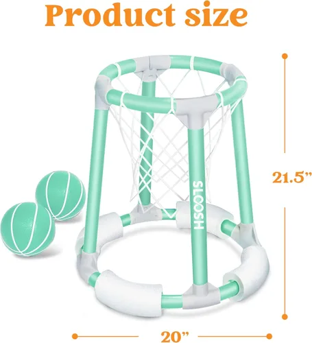 Miniatura 6 de Sloosh Juguetes de aro de baloncesto para piscina, juego flotante de baloncesto para piscina, flotadores de natación con bomba de bolas, juguete