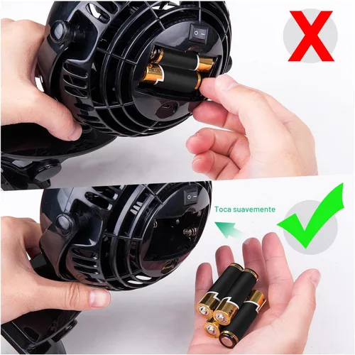 Miniatura 7 de Gazeled Ventilador de clip a batería, rotación de 360°, con 8 pilas AA gratis, ventilador silencioso USB o a batería, ventilador de clip portátil
