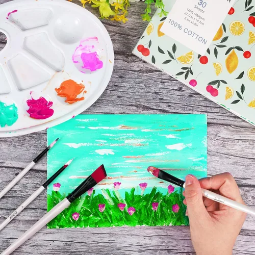 Miniatura 4 de 30 hojas de papel para acuarela, bloc de papel para acuarela A5 (8.3 x 5.8) prensado en frío, papel para acuarela de 140 lb/300 g/m² desgarrable